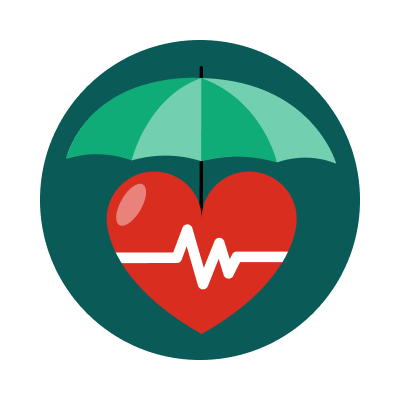 Life insurance and disability icon with dark teal background